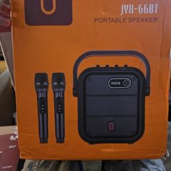 New JYX Karaoke Machine with 2 Wireless Microphones, Portable Bluetooth Speaker PA System. Remote, Strap, Subwoofer Support TWS, USB, Radio, AUX, REC