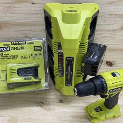 Ryobi 18v 6-port supercharger, drill, Battery  Inverter and 4ah battery 