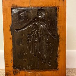 HAND CARVED VINTAGE SOLID  WOOD BLOCK TABLET