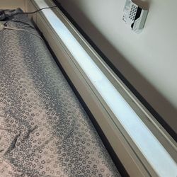 Headboard with light and 2 attached night stands modern look