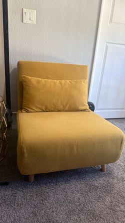 A&D Home Tustin Polyester Convertible Futon Chair, Yellow