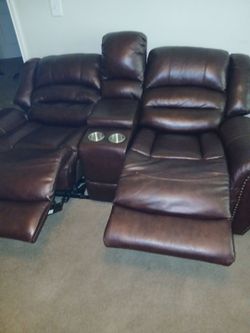 Leather love seat recliner for sale