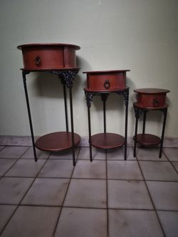 Set of three tables with drawers