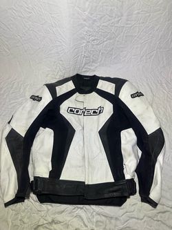 Cortech Leather Motorcycle Jacket – Men’s Medium – Black/White – Armored