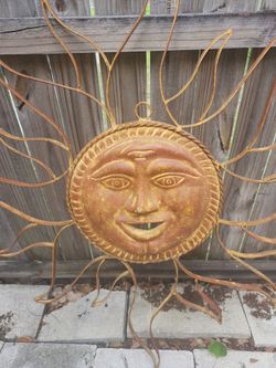 Large Smiling Sun Outdoor Decor, 43" in Diameter