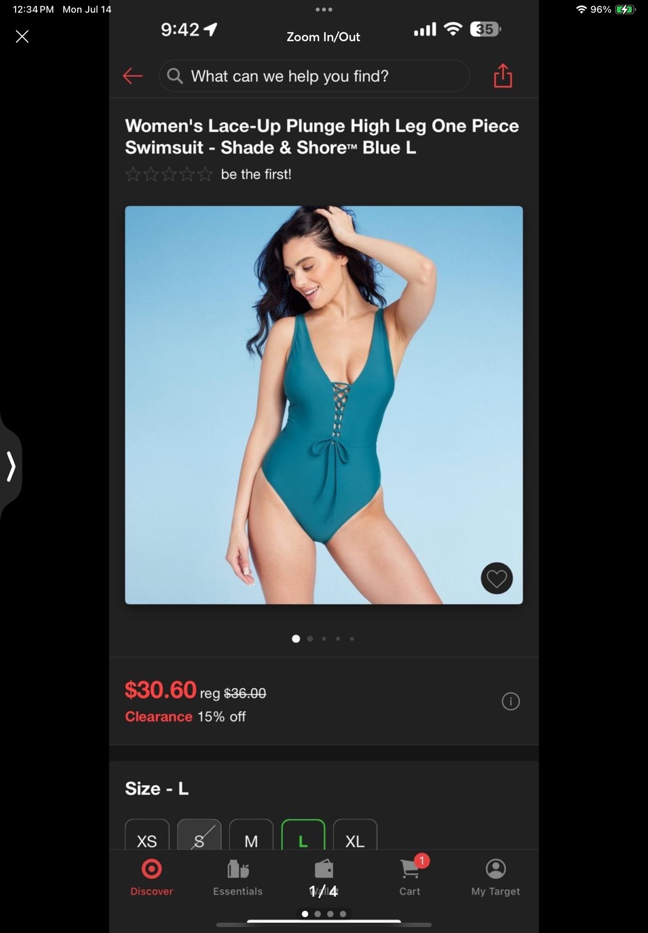 Women's Lace-Up Plunge High Leg One Piece Swimsuit - Shade & Shore Blue L