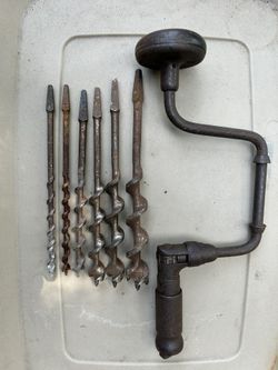 Vintage Hand Drill & Wood Bits
