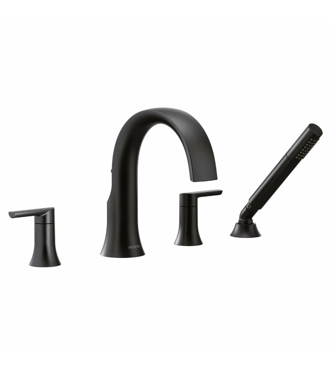Moen TS984BL Doux 4 Handle Widespread Deck Mounted Roman Tub Filler- Matte Black