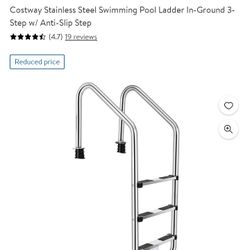 Stainless Steel Pool Ladder 3 step Anti _slip Step New$120