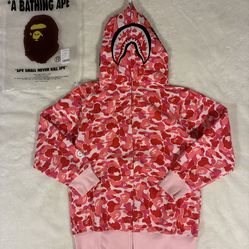 Bape Zipup hoodie (pink) size : large