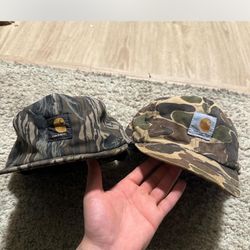 Pair Of Vintage Carhartt Camo Hunting Hats