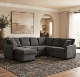CODDLE CAMERON SLEEPER SECTIONAL WITH REVERSIBLE CHAISE & STORAGE (DARK GRAY)