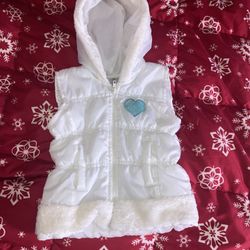 White Hooded Toddler Puffer Vest 3T