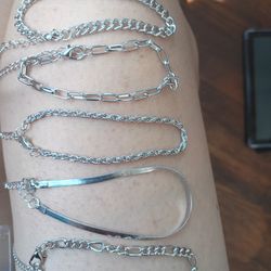 5pcs silver chain bracelet set
