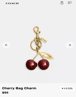 Coach Cherry Bag Charm with Box + Dust Bag