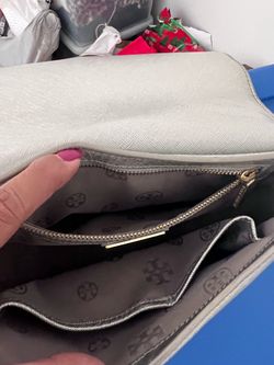 Tory Burch Gray Saffiano Leather Crossbody Bag