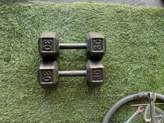 30lbs pair of hex iron dumbbells
