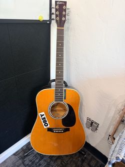 Acoustic guitar and stand