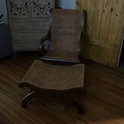 Cane Chair And Footstool