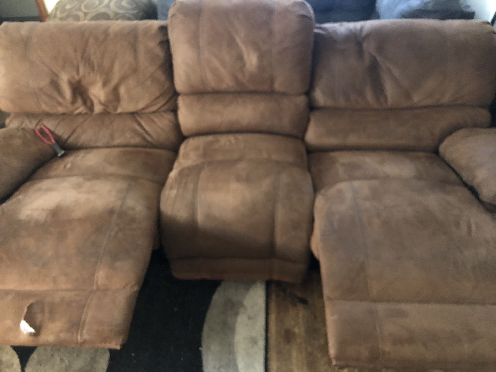 Reclining couch and loveseat(loveseat led lights)