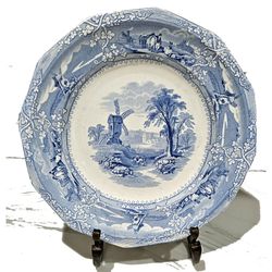 Antique George Wooliscroft EON IRONSTONE  Plate Blue Transferware