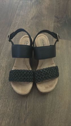 Clarks Collection Black Wedge Sandals