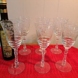 Gorgeous, pristine condition, HALLIFAX patterned water goblets Libby Rock Sharpe 