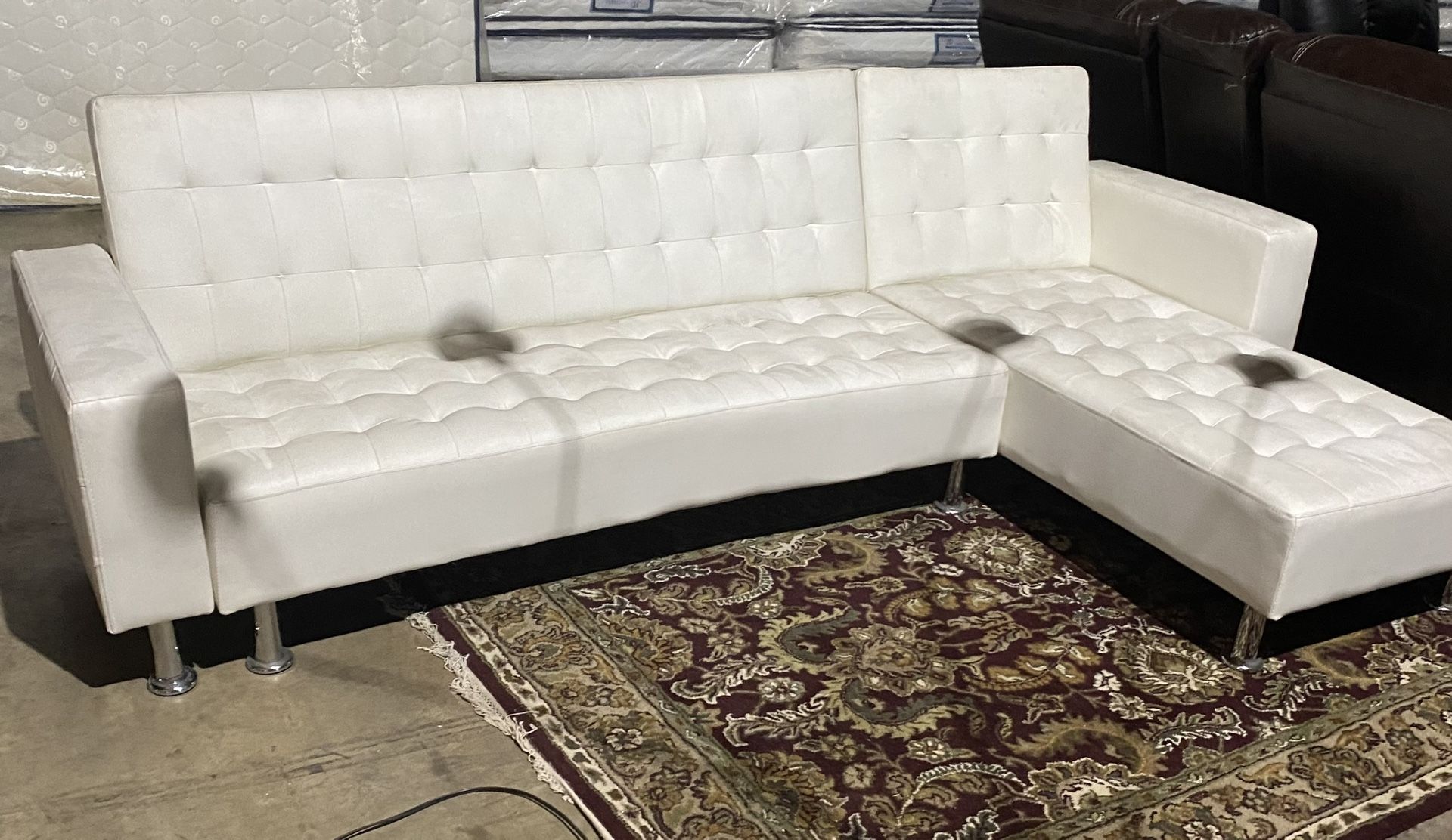 White Leather Sectional