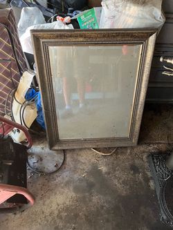 Large Wall Mirror with Beaded Frame