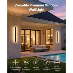 Set of 2 Outdoor Wall Lights, 23.6”H 3.1”W Modern Wall Sconce Waterproof Dimmable New