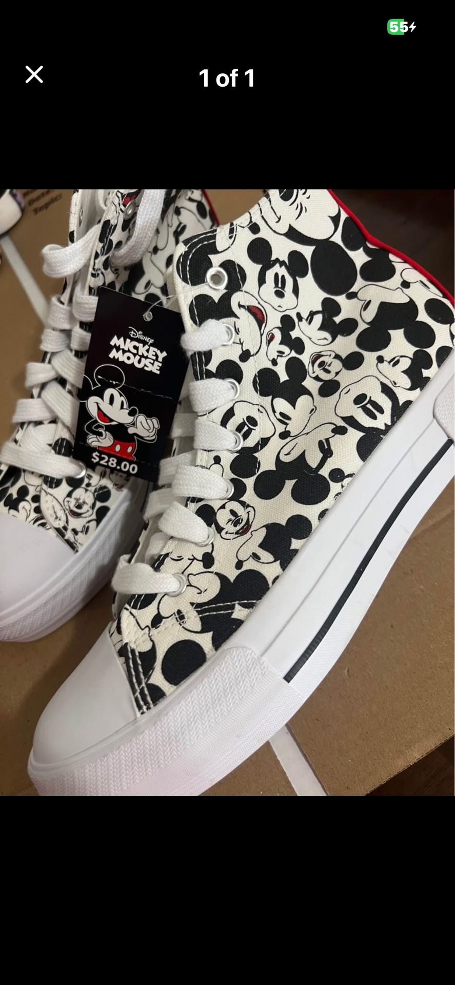 Disney Mickey Mouse High-Top Lace-Up Canvas Sneakers Shoes Womens Size 11