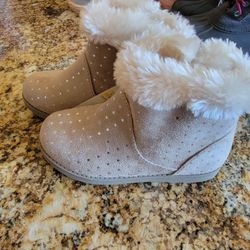 Little Girls Beige Glitter Boots