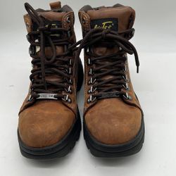 Ad Tec women  Brown Black Leather Lace Up Steel Toe Work Boots Size 8.5 