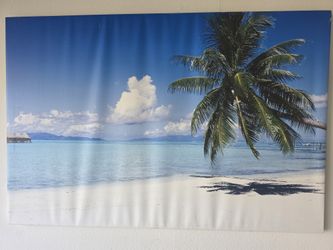 Tropical Beach Palm Tree Canvas Wall Art