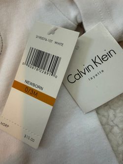 Calvin Klein Baby Bodysuit 0-3M White Libra Zodiac Long Sleeve NWT Unisex