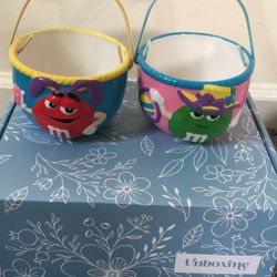 Two Collectable M&M Porcelain Easter Baskets 