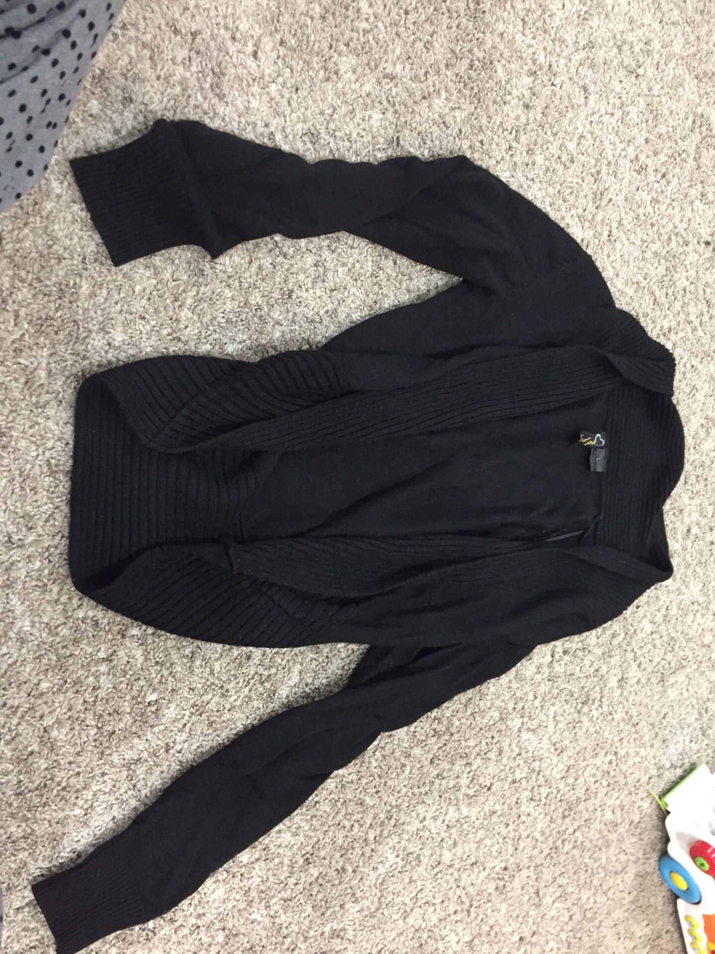 Black cardigan with rounded bottom