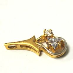 22k Gold w/ Cubic Zirconium Pendant Silver Accent