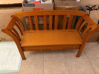 Wooden bench with storage