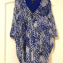 Alfani  multicolor 3/4 sleeve blouse, lined  size medium