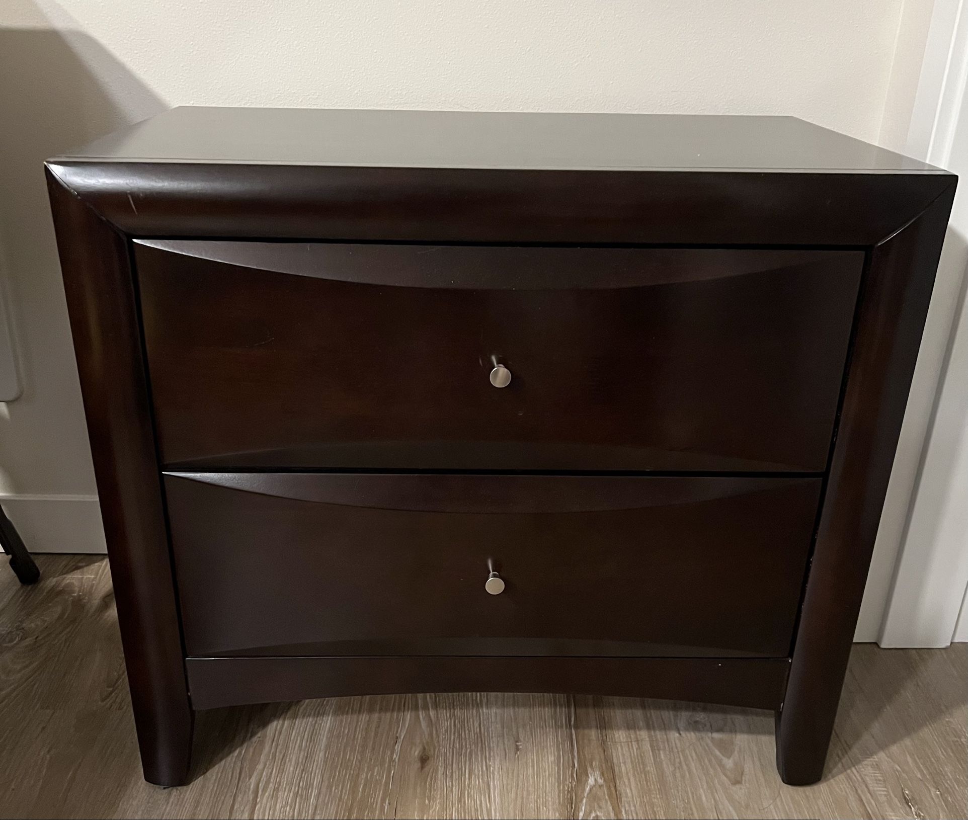 Nice Two-Drawers Espresso Nightstand