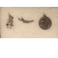 3 Vintage/Antique Sports Hockey Medal-Butch 11-4-3-Ladies Bowling Pin, Swim Pin