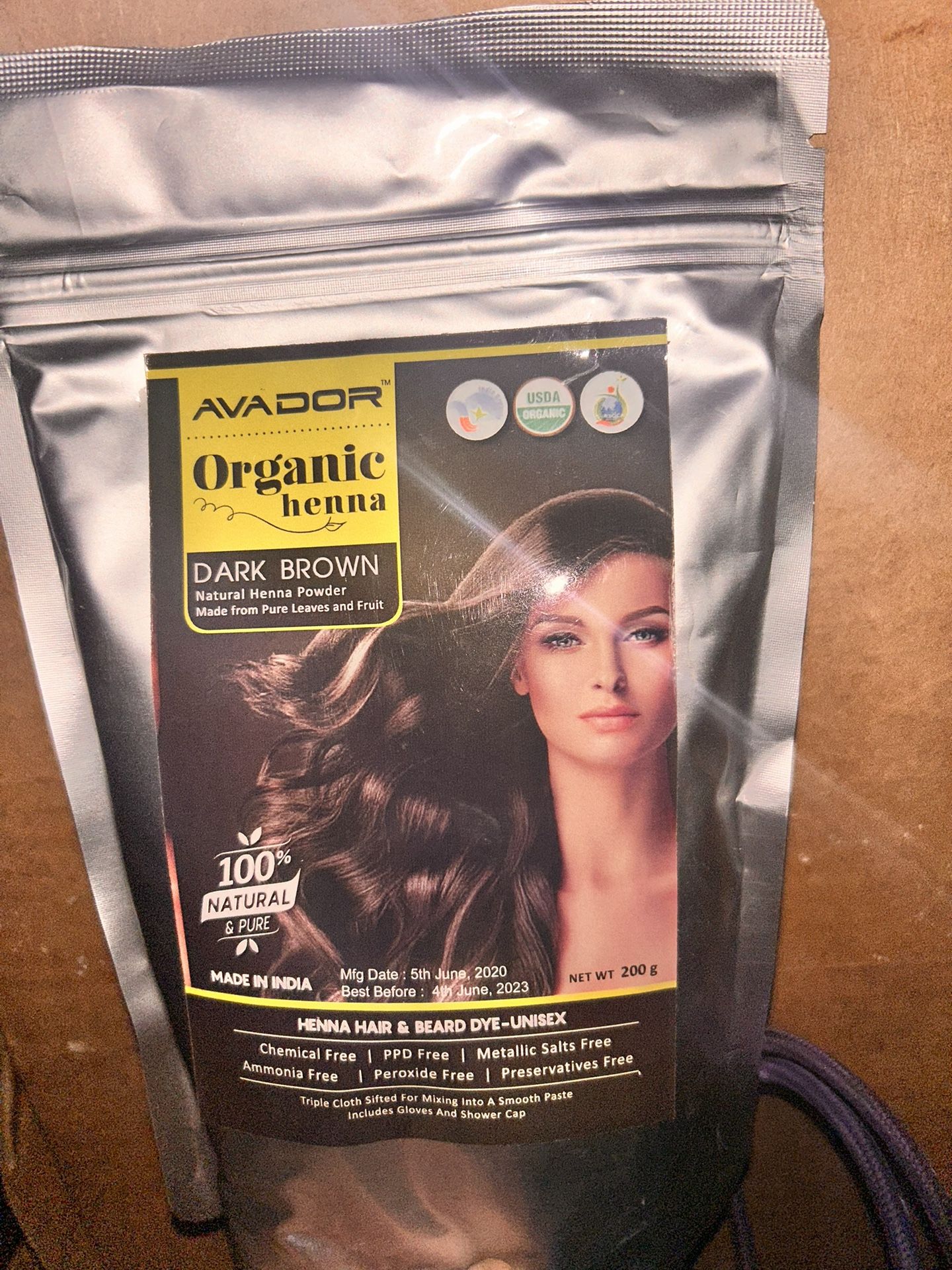 New Avador Organic Hair Dye/color-Dark Brown 