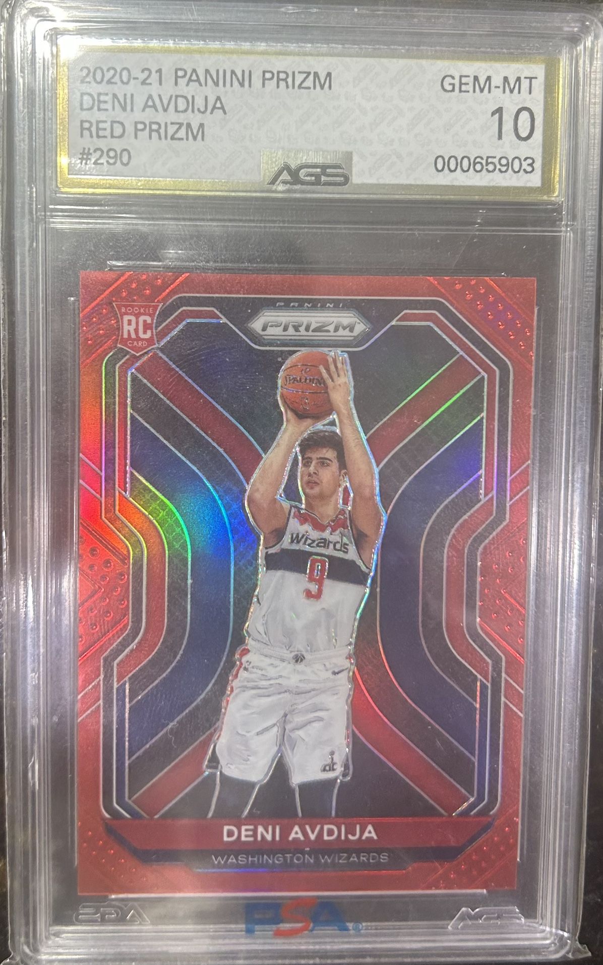 2020 Panini Prizm Deni Avdija Red /299 AGS 10 Rookie