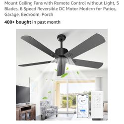 Brand New : Black Ceiling Fan No Light, 52 inch 