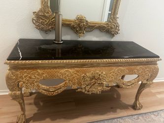 Antique table with black marble