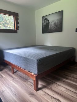 New King bed with frame, available for delivery!