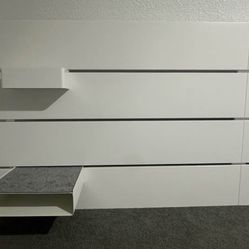 White Headboard With Night Stands 