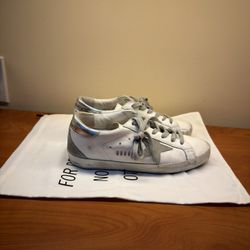 Golden Goose White Sneakers with Silver  Women’s Size 37EU / 7 US