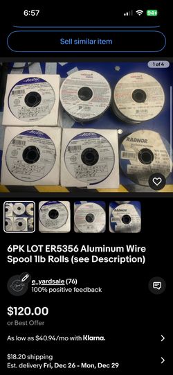 6PK LOT ER5356 Aluminum Wire Spool 1lb Rolls (see Description)